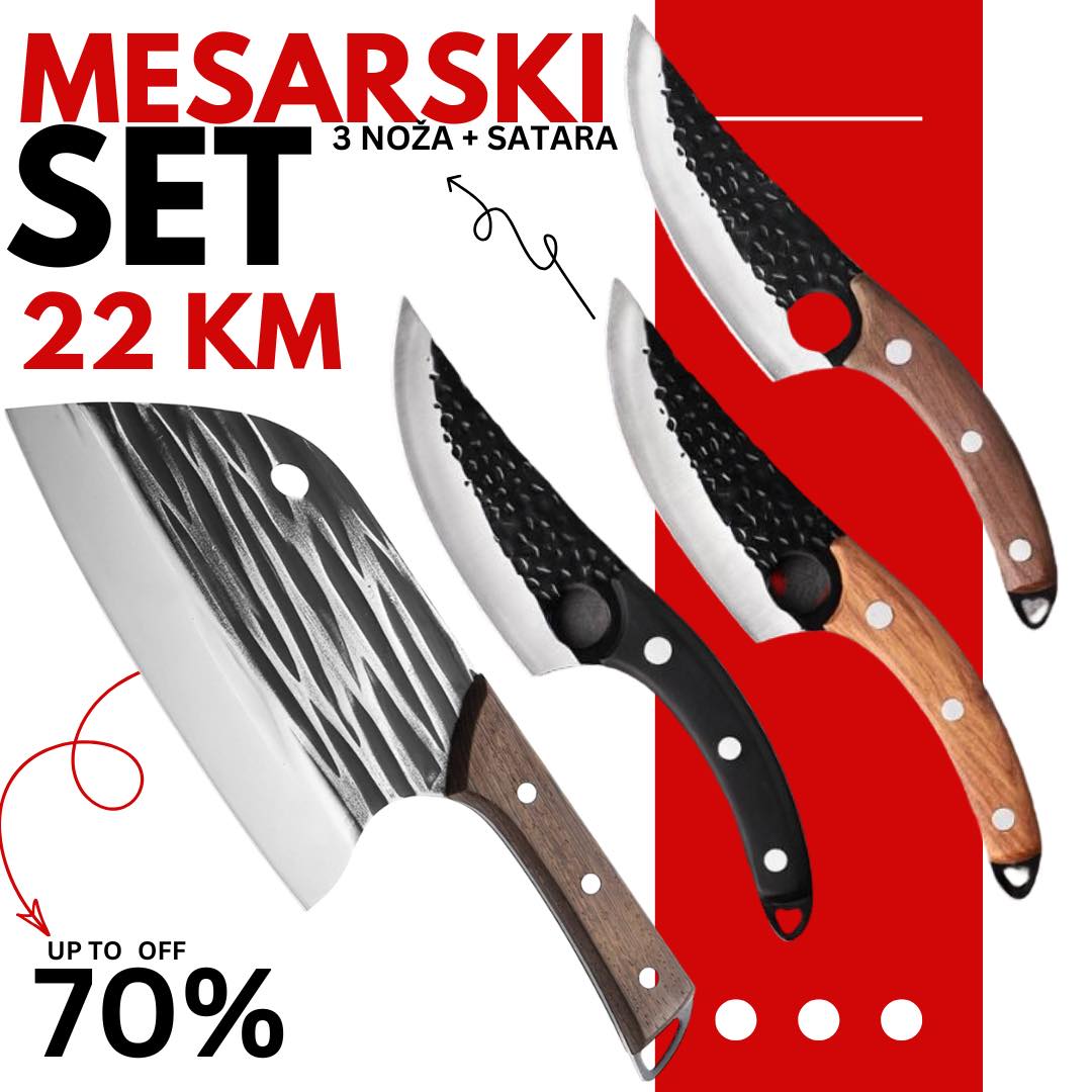 Kuharski set od 3 noža i satara