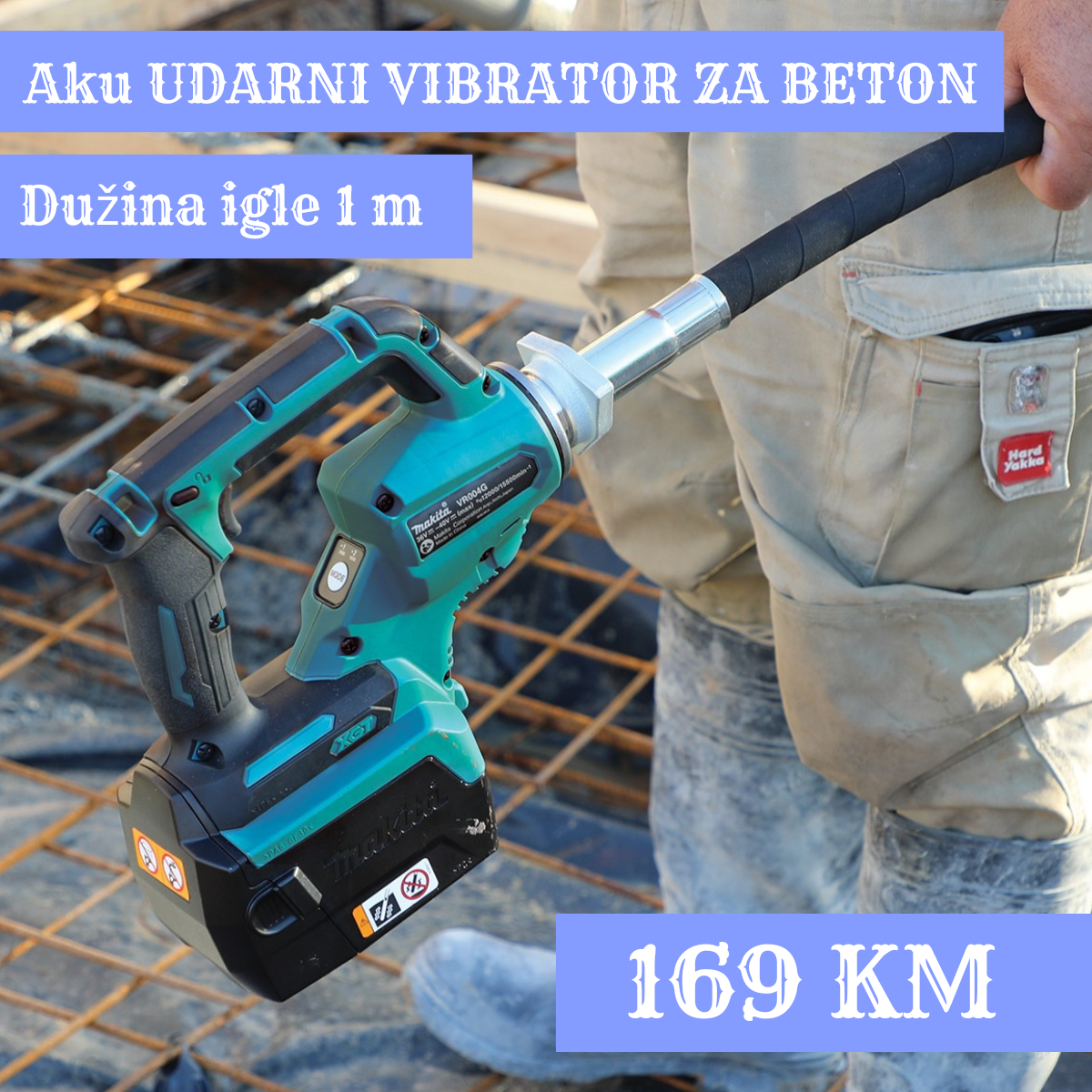 Aku UDARNA IGLA ZA BETON 21V sa DVIJE BATERIJE