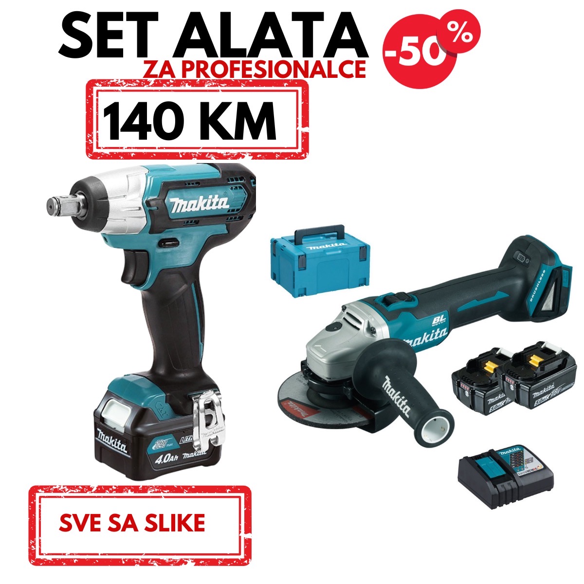 Set AKU ALATA•KUTNA brusilica+udarni odvijač