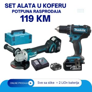 Aku kutna BRUSILICA+BUŠILICA (2 Lion Baterije)