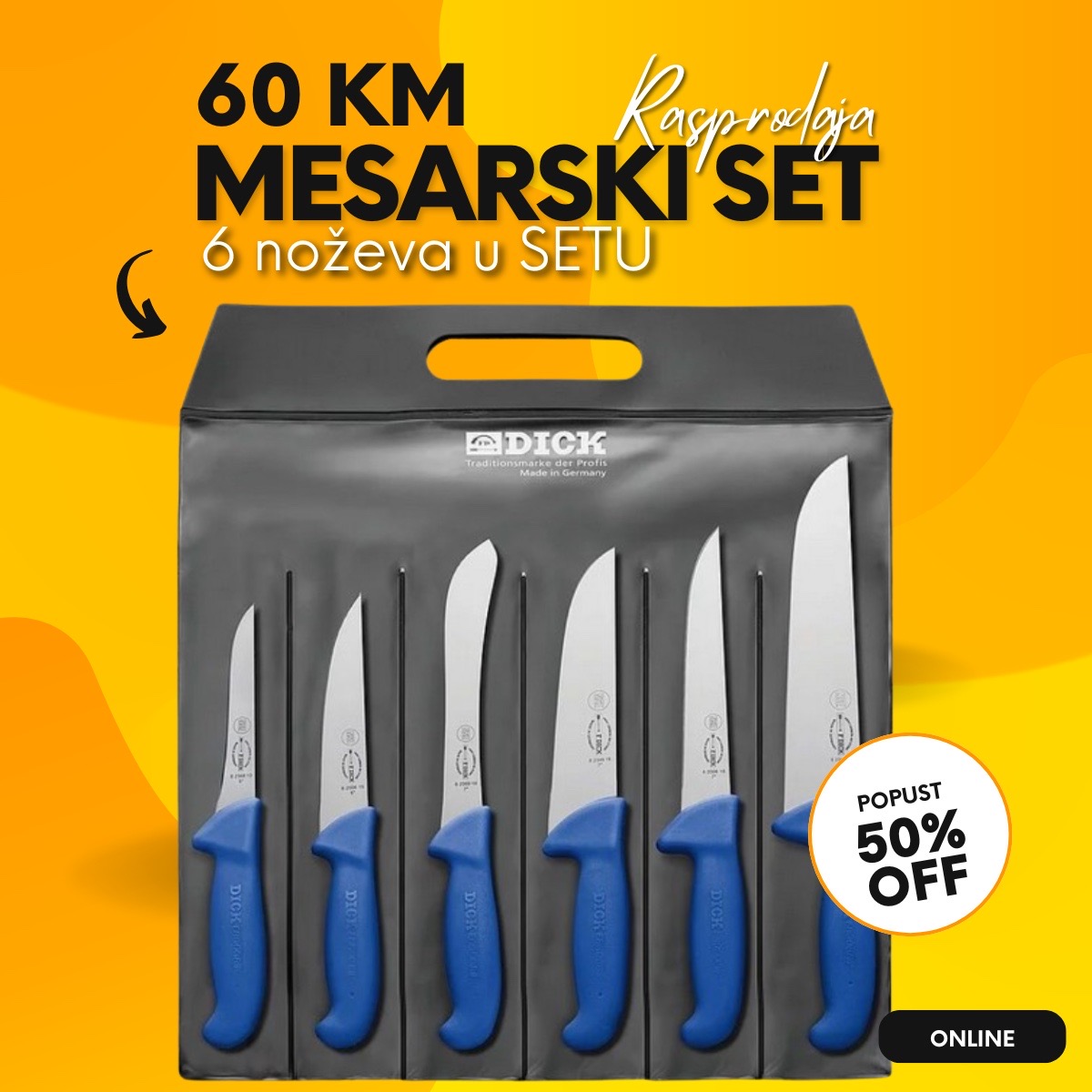 Mesarski SET NOŽEVA 6/1 ( RASPRODAJA)