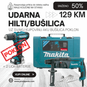 Udarna/čekić bušilica + POKLON Aku bušilica uz svaku kupovinu