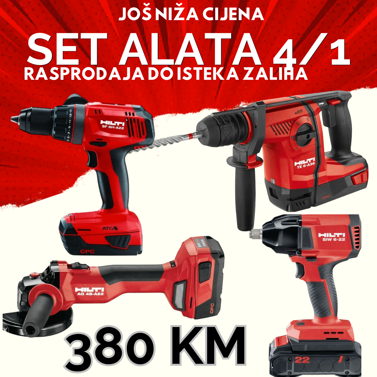 Set alata 4/1 HILTI sa 4 LiOn baterije