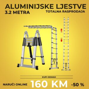 Alu merdevine višenamjenske teleskopske visina do 3,2m
